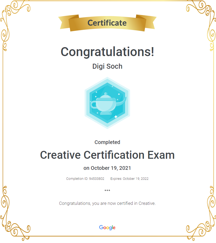 Creative Certificate Exam